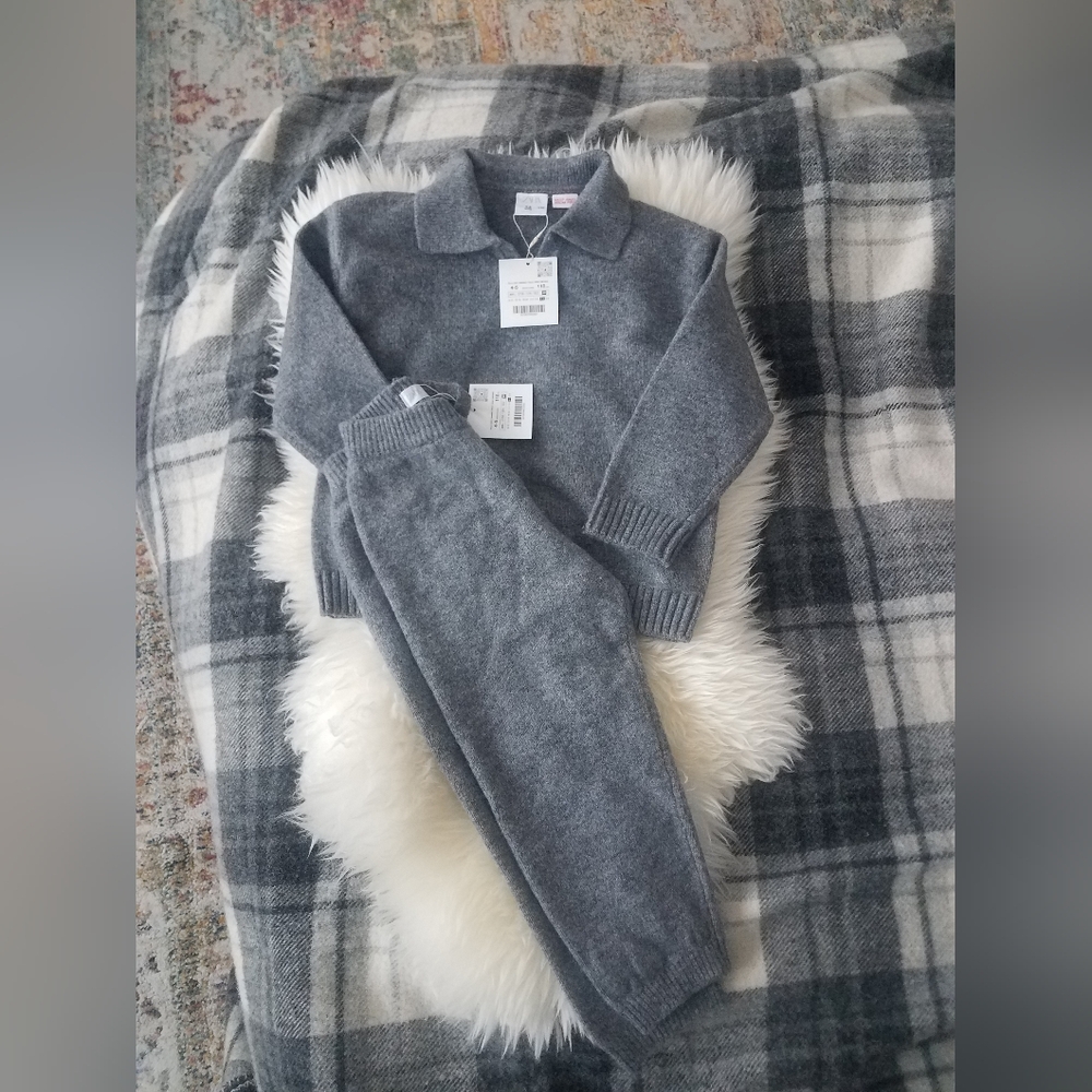 NWT Zara toddler size 4-5 gray sweater and pants set